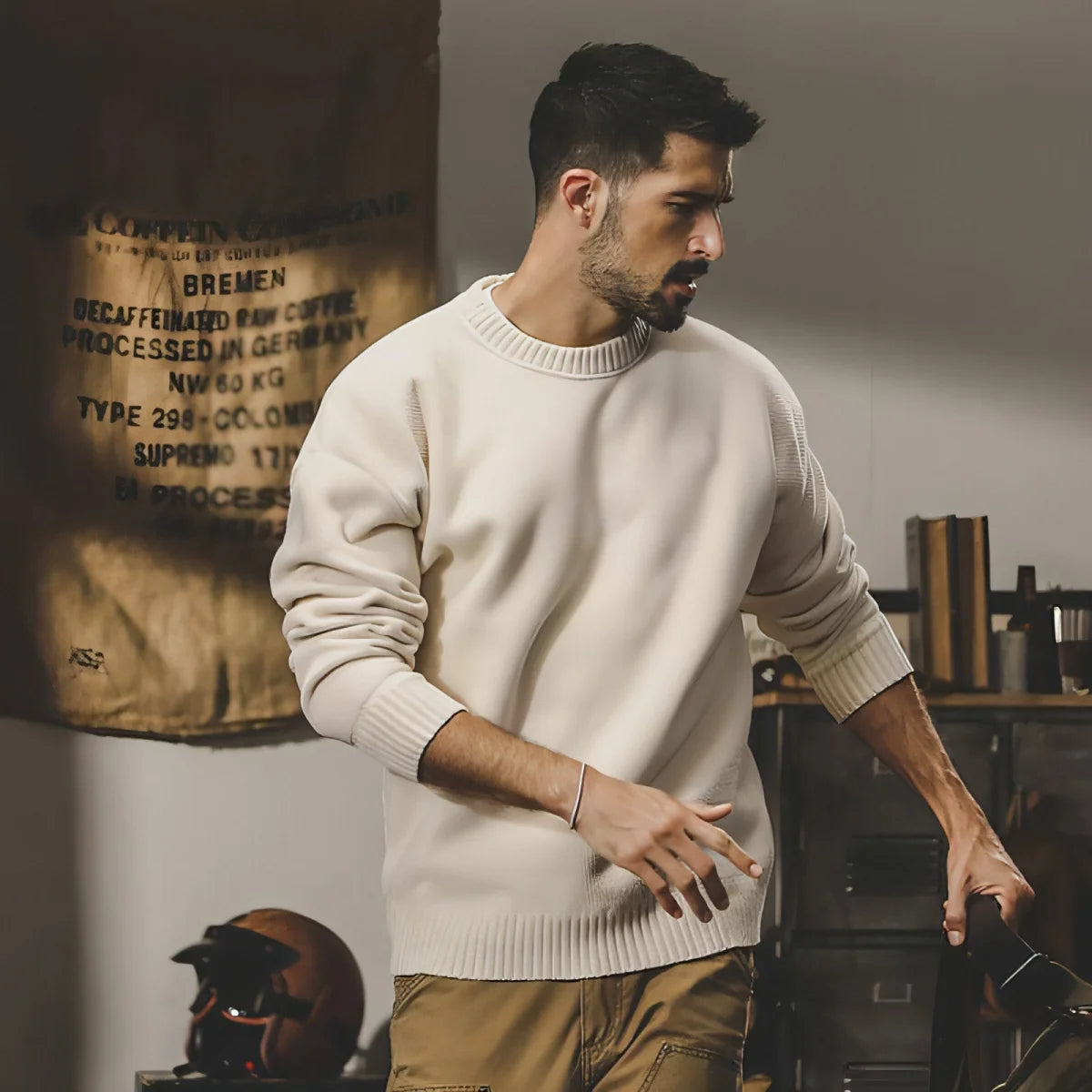 Herren Basic-Strickpullover mit Rundhals