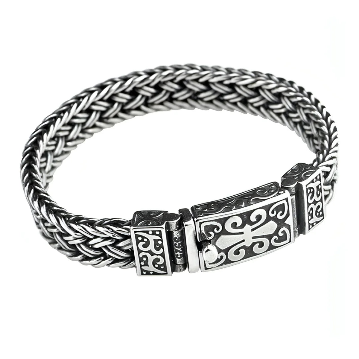 Herren breites Flechtarmband im Vintage-Look – Produktansicht 4