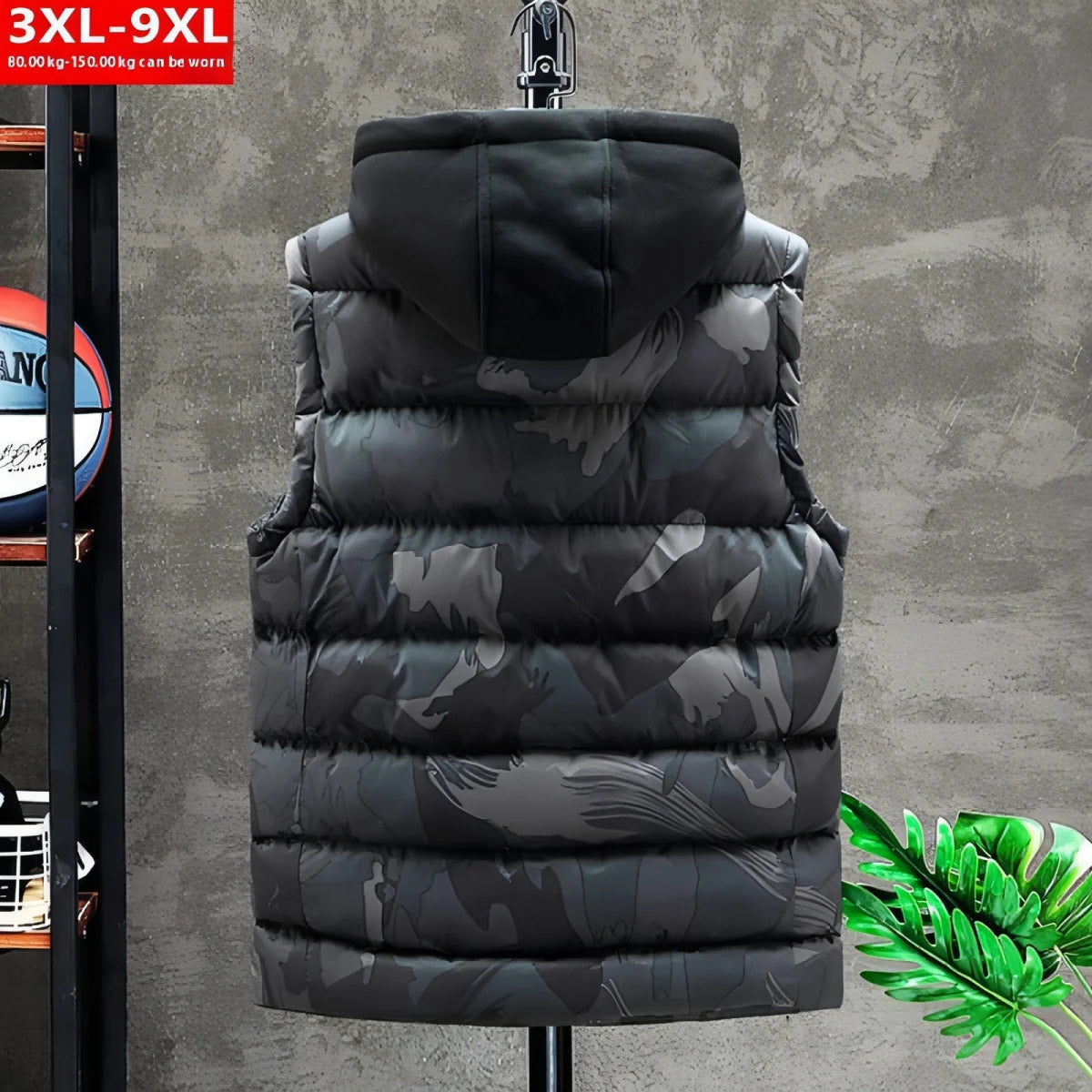 Herren Camouflage-Steppweste mit Kapuze