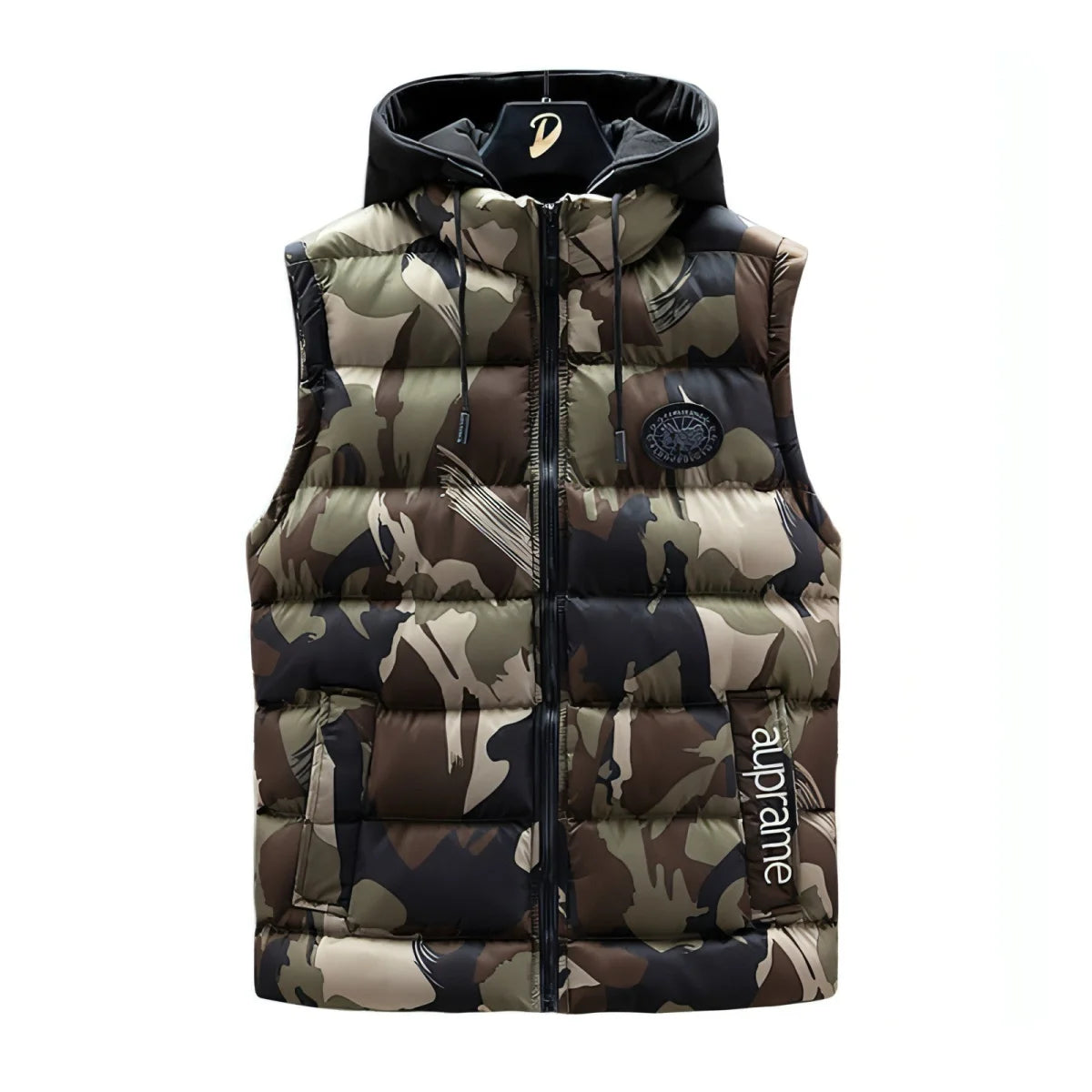 Herren Camouflage-Steppweste mit Kapuze
