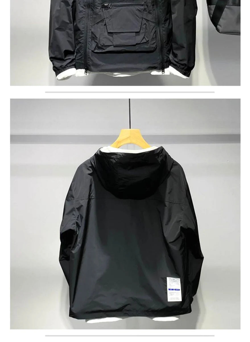 Herren Cargo-Sportjacke mit Doppelreißverschluss – Detailansicht 3