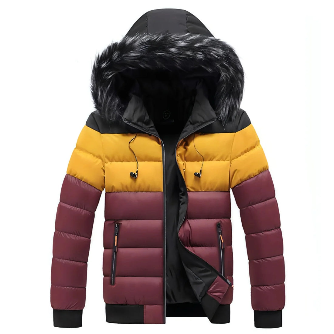 Herren Daunenjacke mit Colorblock-Design – Detailansicht 1