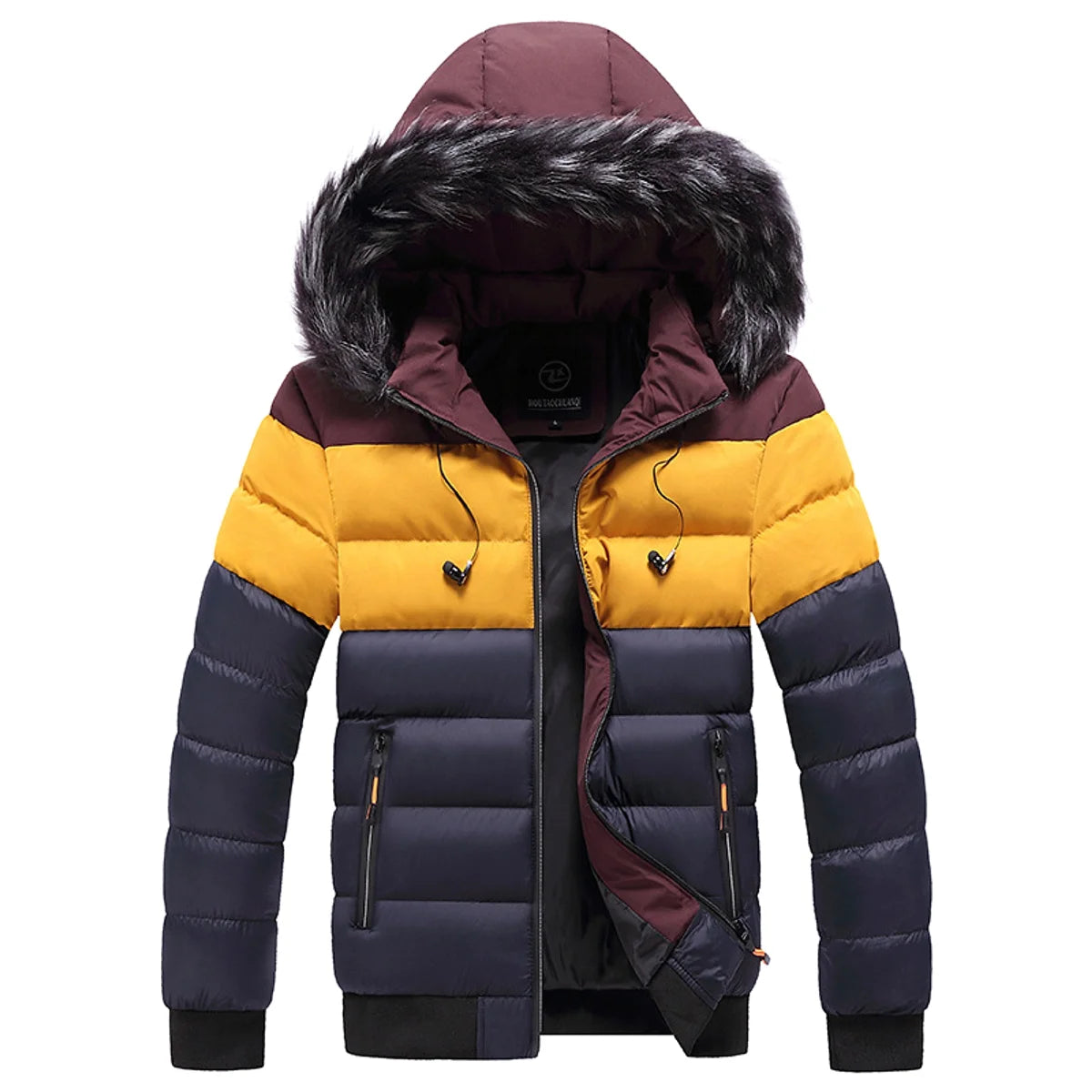 Herren Daunenjacke mit Colorblock-Design