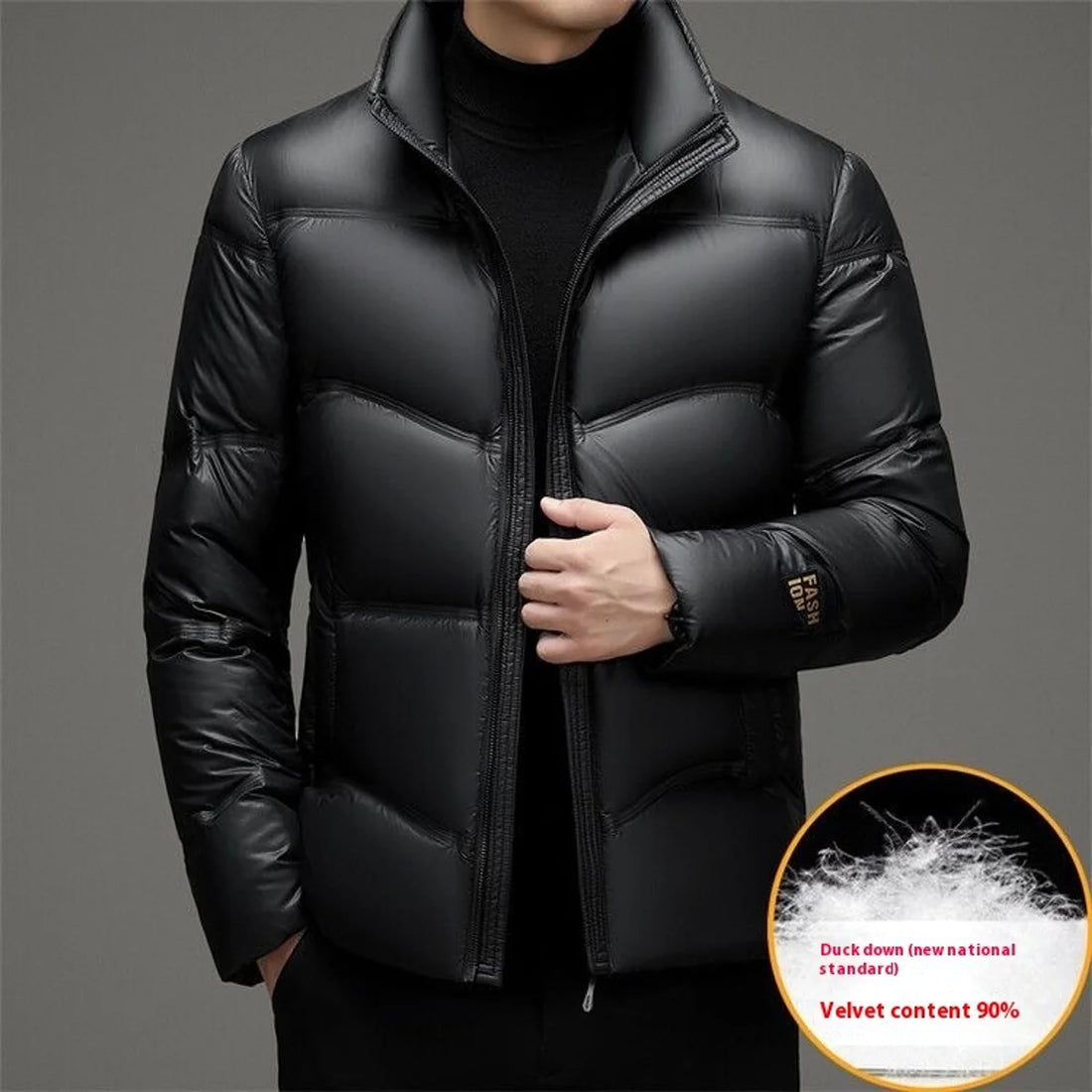 Herren Daunenjacke mit Stehkragen – Detailansicht 1