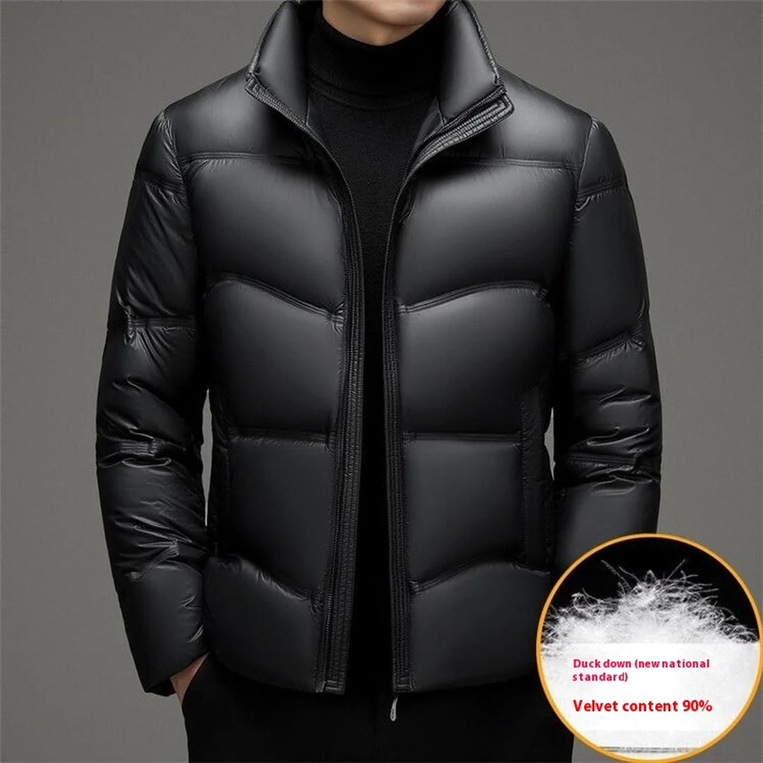 Herren Daunenjacke mit Stehkragen – Detailansicht 2