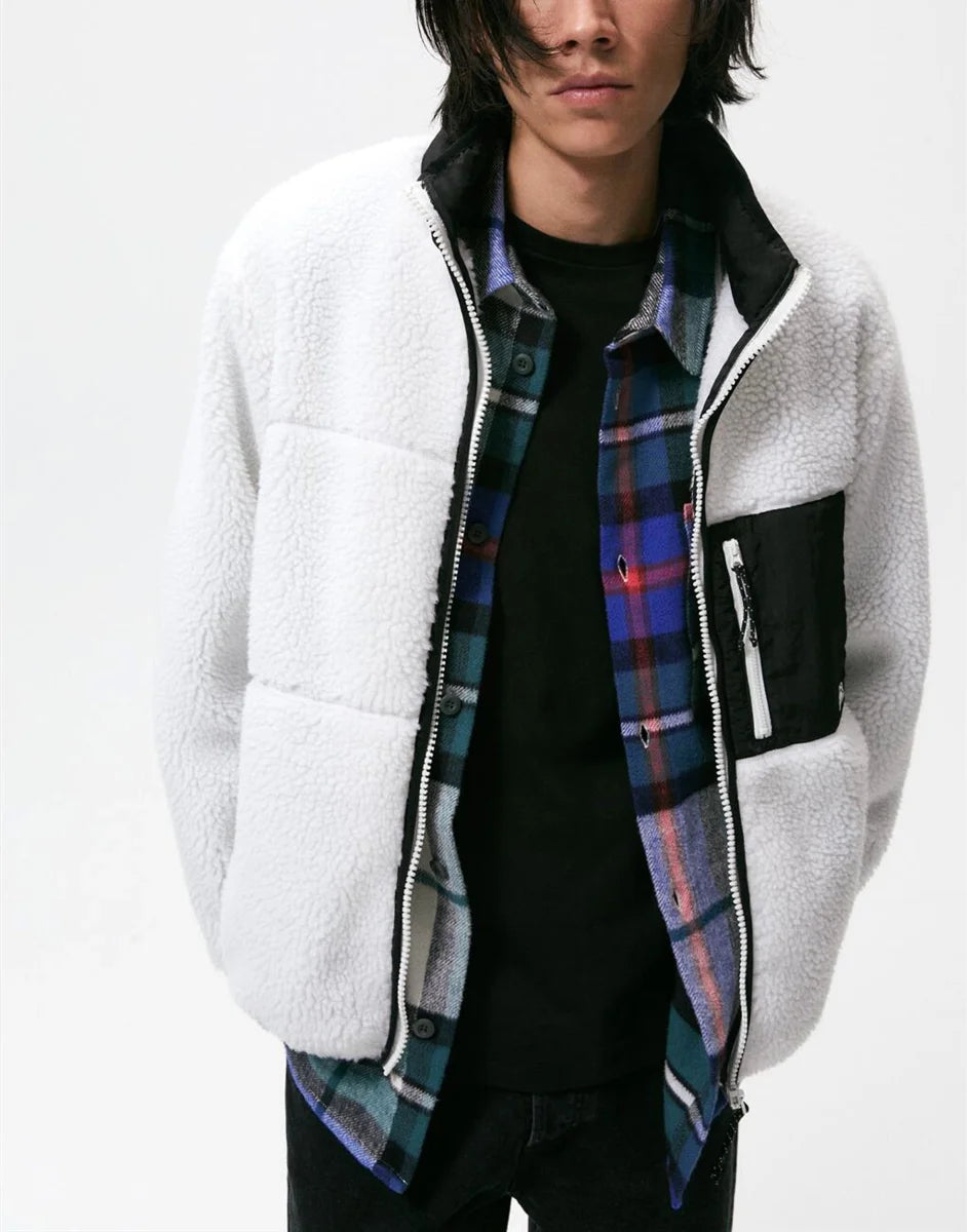Herren Fleecejacke mit Kontrastnähten – Detailansicht 2