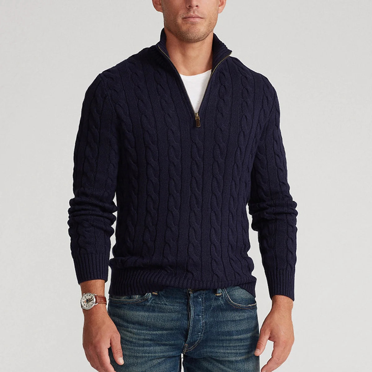 Herren Grobstrick-Rollkragenpullover