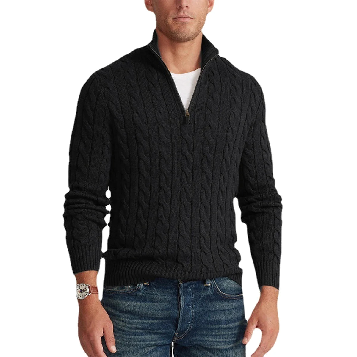 Herren Grobstrick-Rollkragenpullover