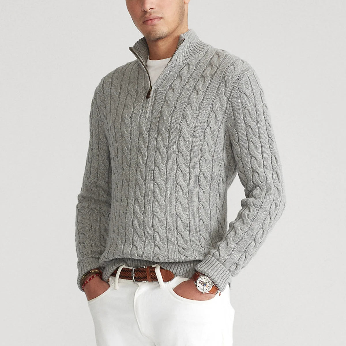 Herren Grobstrick-Rollkragenpullover – Produktansicht 3