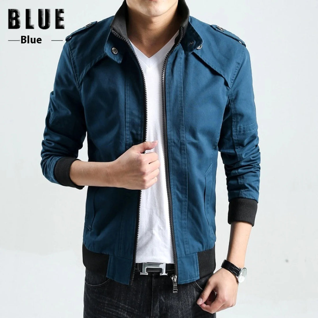 Herren Jacke mit Stehkragen und Taschen – Detailansicht 5