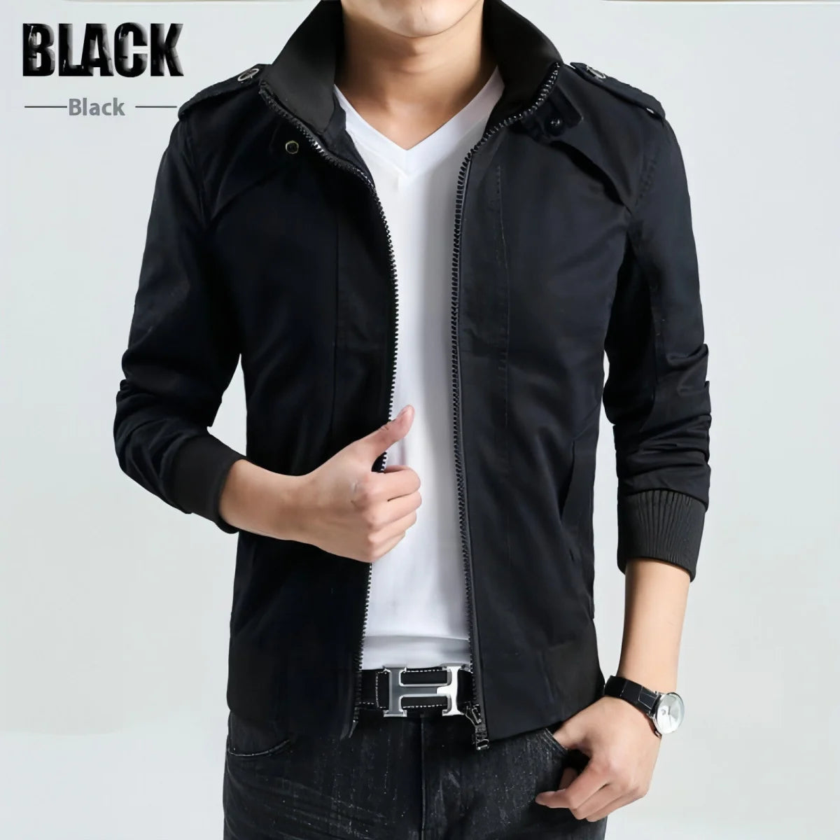 Herren Jacke mit Stehkragen und Taschen – Produktansicht 5