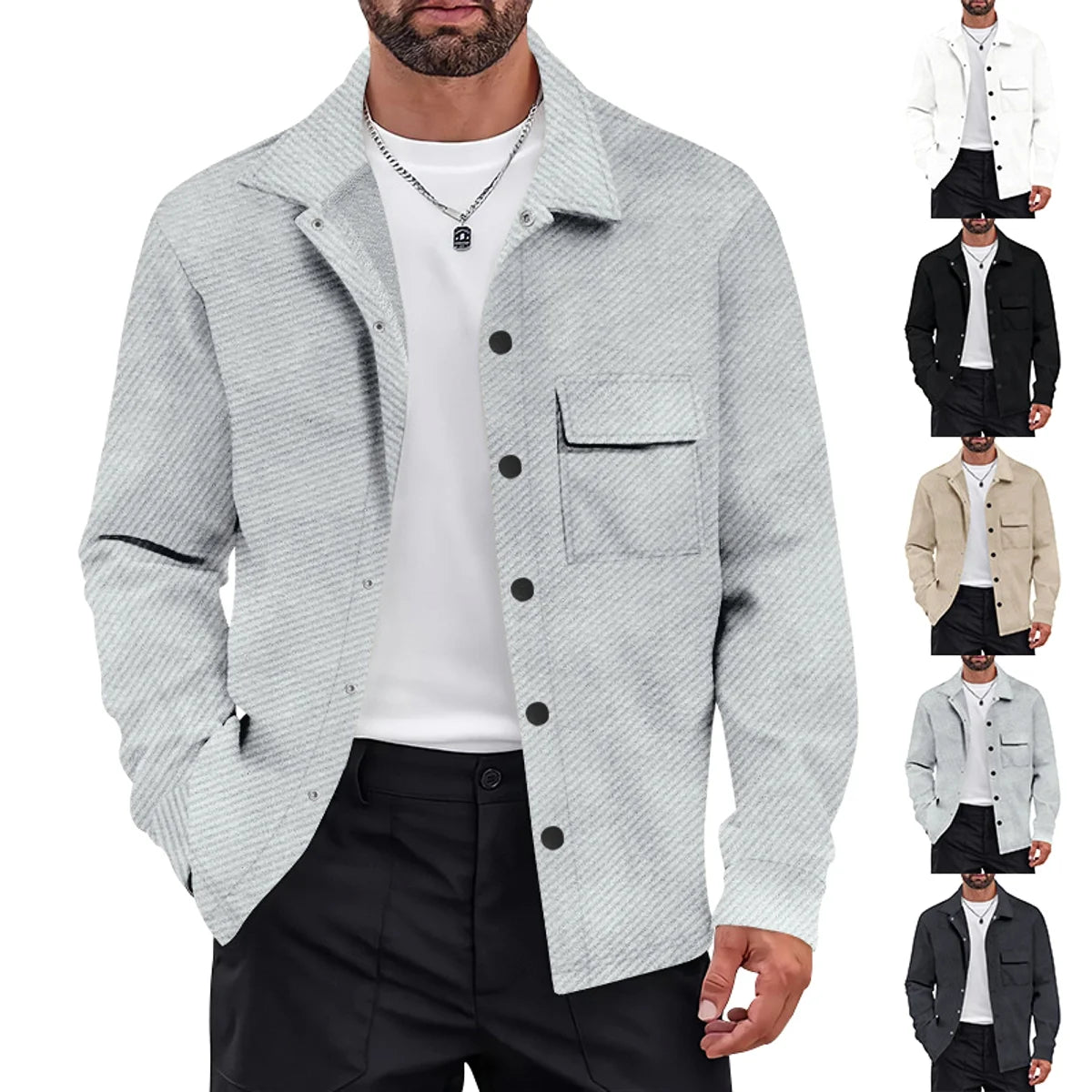 Herren Jacquard-Strickjacke mit Reverskragen