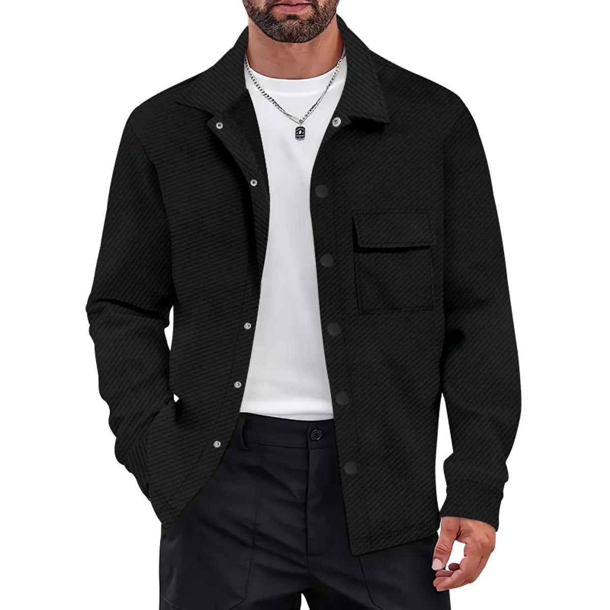 Herren Jacquard-Strickjacke mit Reverskragen – ausgewählte Produktansicht