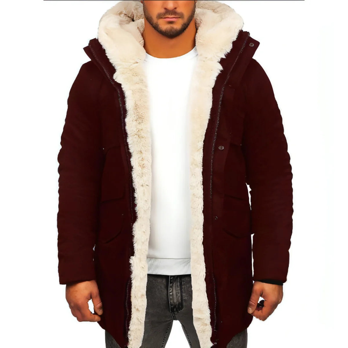 Herren Kapuzenjacke mit Futter in Felloptik