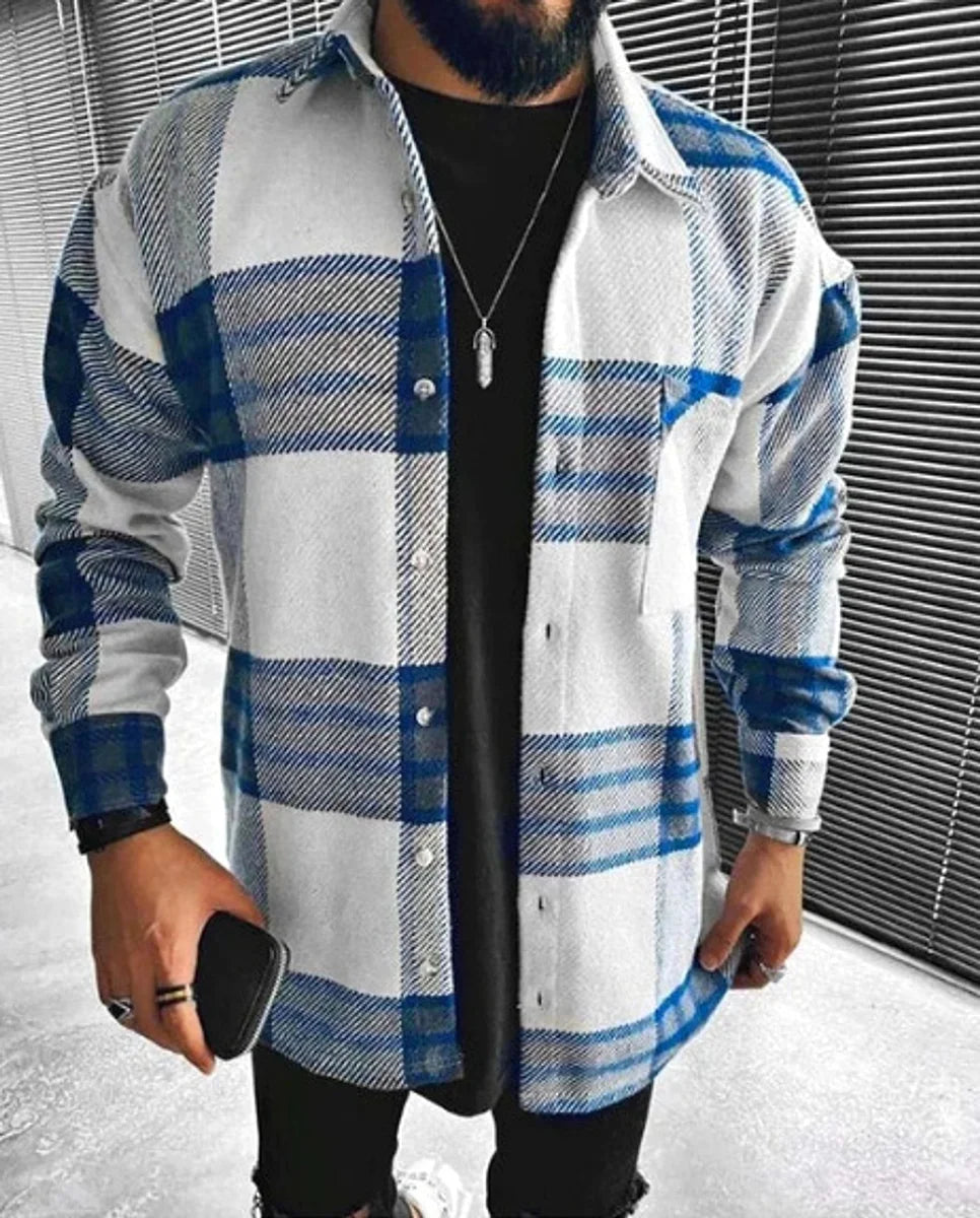 Herren Karo-Hemdjacke mit Brusttasche – ausgewählte Produktansicht