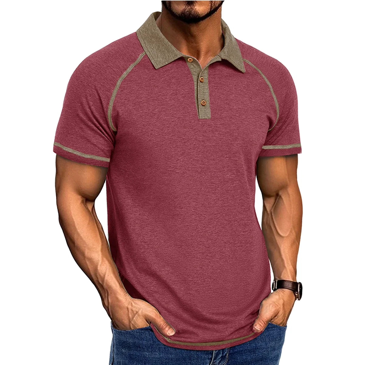 Herren Kurzarm-Poloshirt mit Kragen