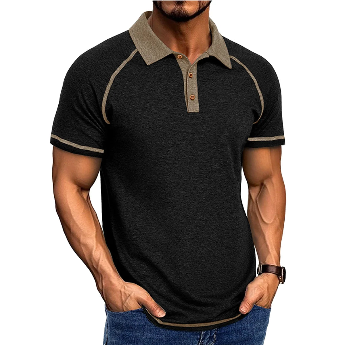 Herren Kurzarm-Poloshirt mit Kragen