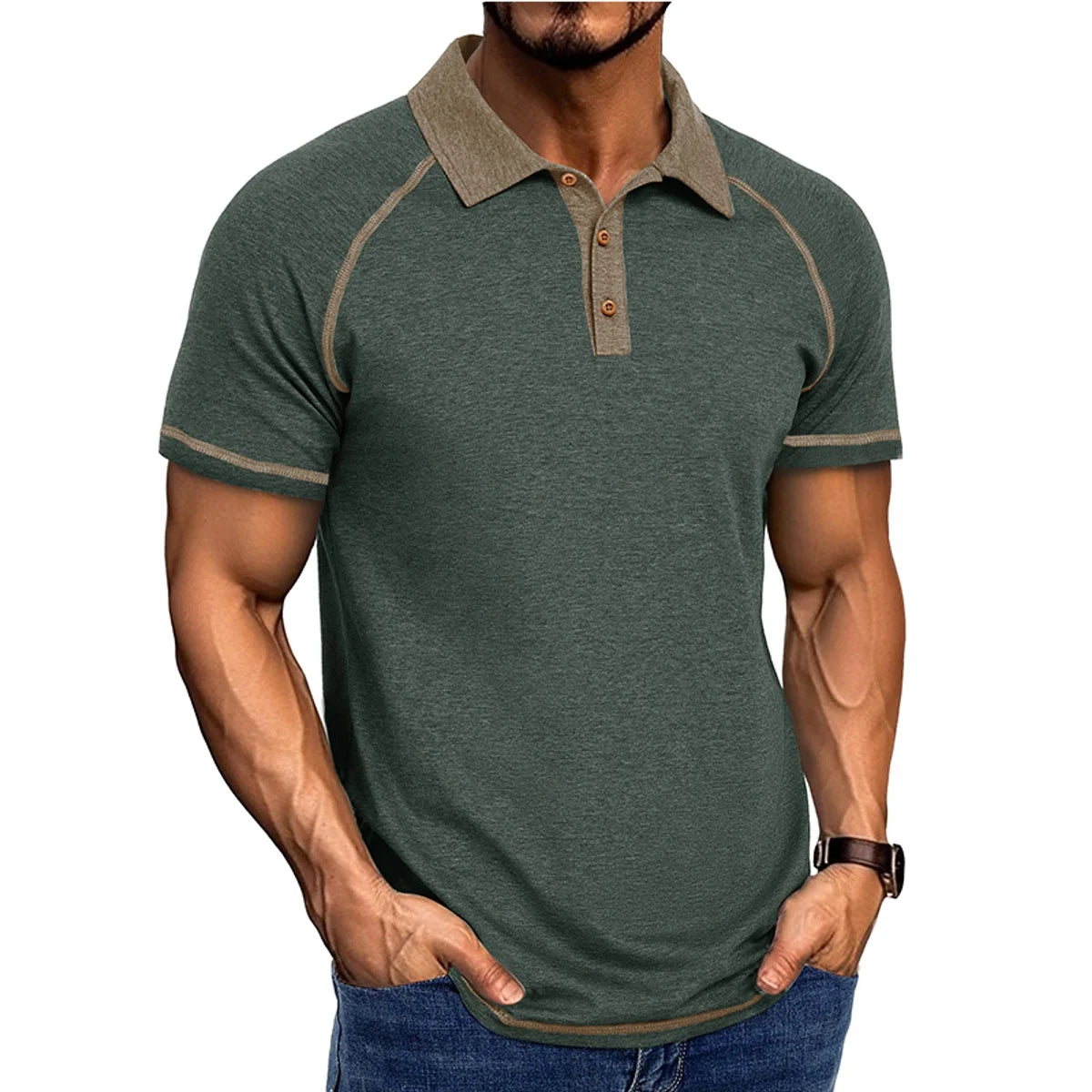Herren Kurzarm-Poloshirt mit Kragen