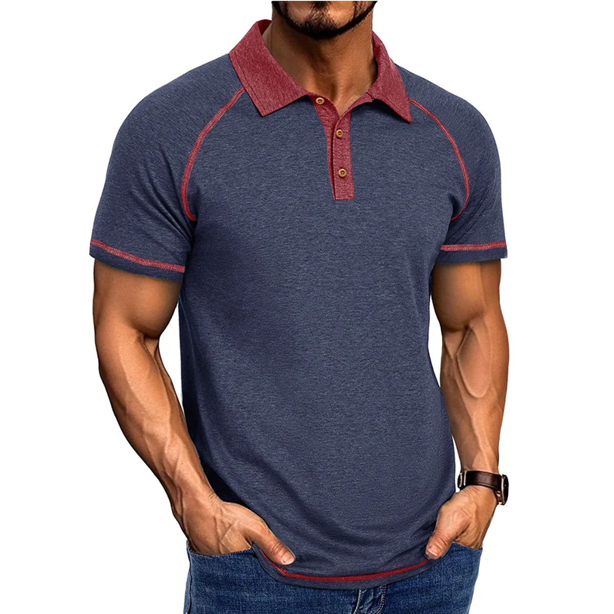 Herren Kurzarm-Poloshirt mit Kragen