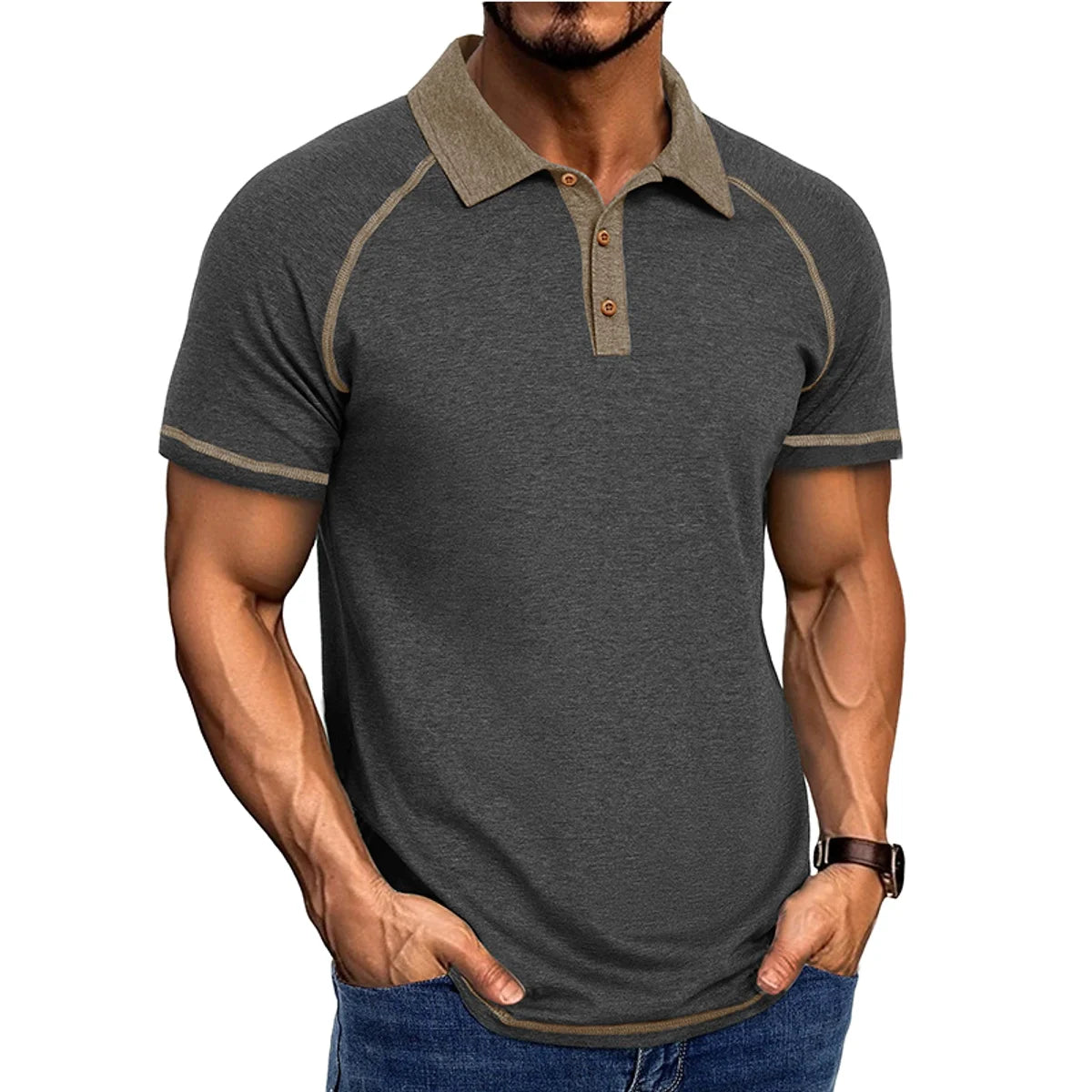 Herren Kurzarm-Poloshirt mit Kragen