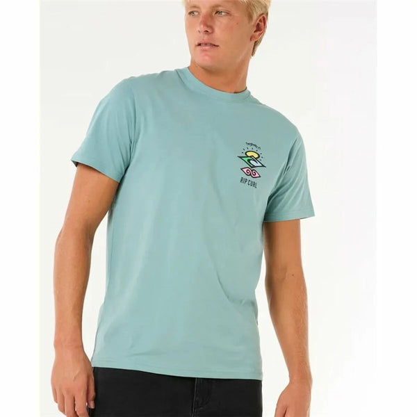 Herren Kurzarm T Shirt Rip Curl Search Icon Tee Blau - Mode & Accessoires