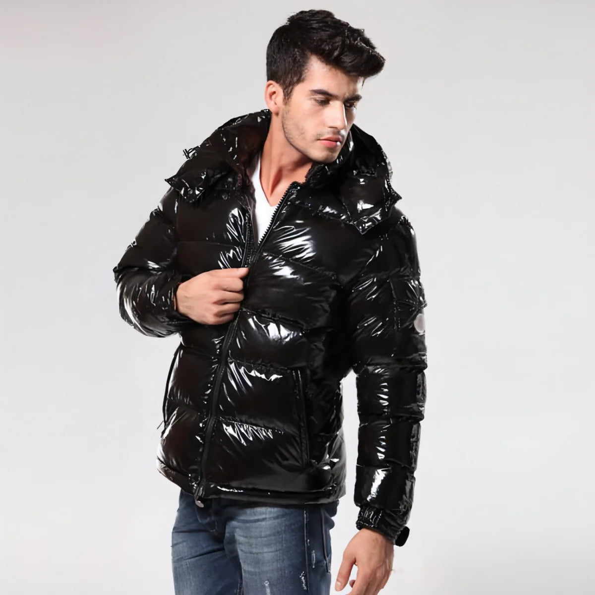 Herren kurze Daunenjacke, warm wattiert