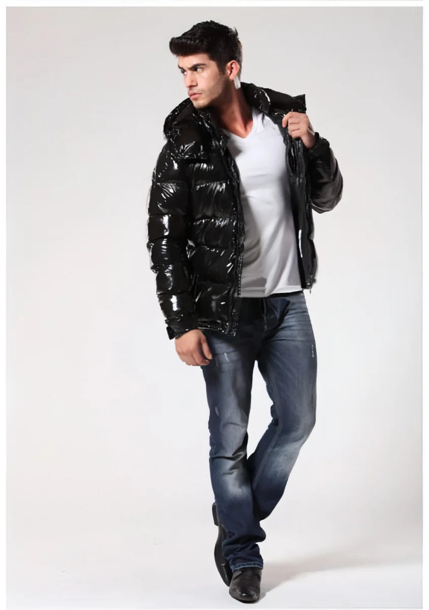Herren kurze Daunenjacke, warm wattiert – Detailansicht 4
