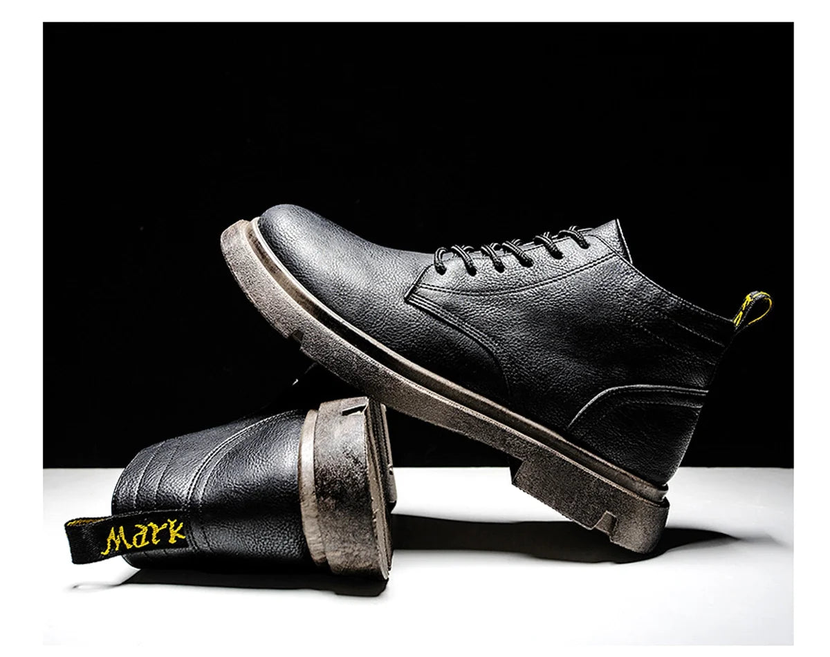 Herren Martin-Boots mit Warmfutter in Lederoptik