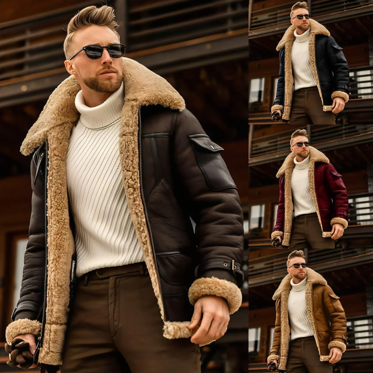 Herren Military-Winterjacke mit Fleecefutter