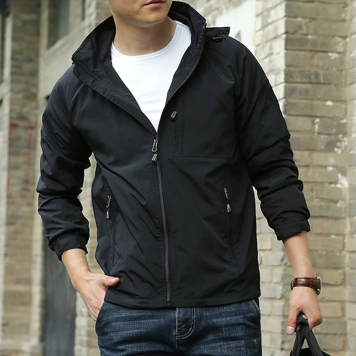Herren Outdoor-Jacke einfarbig