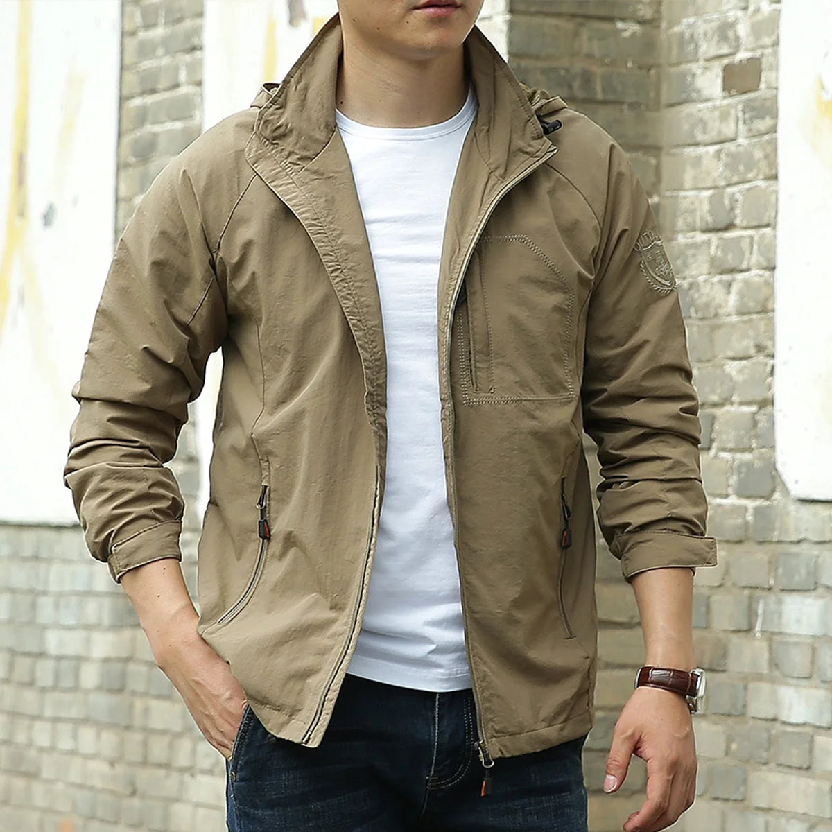 Herren Outdoor-Jacke einfarbig
