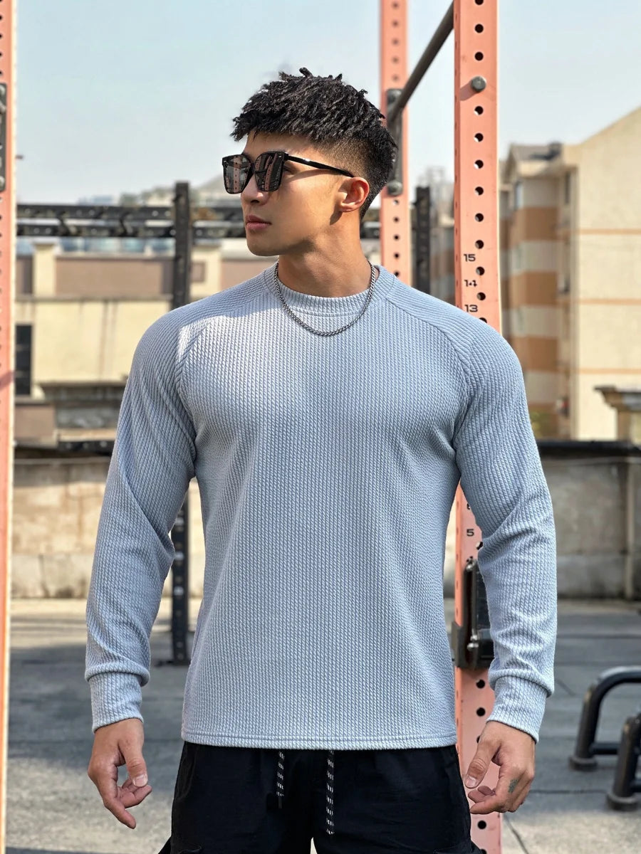 Herren Plus-Size Pullover locker mit Rundhals – Detailansicht 2