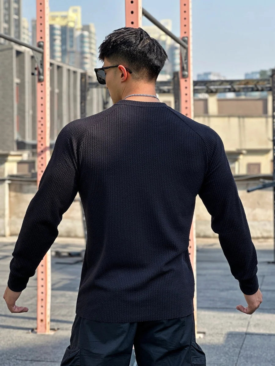 Herren Plus-Size Pullover locker mit Rundhals – Detailansicht 5