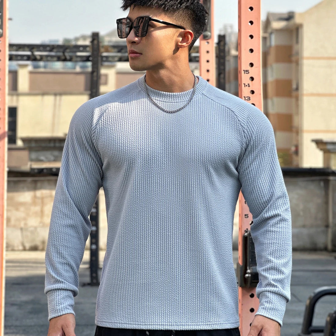 Herren Plus-Size Pullover locker mit Rundhals – Detailansicht 3