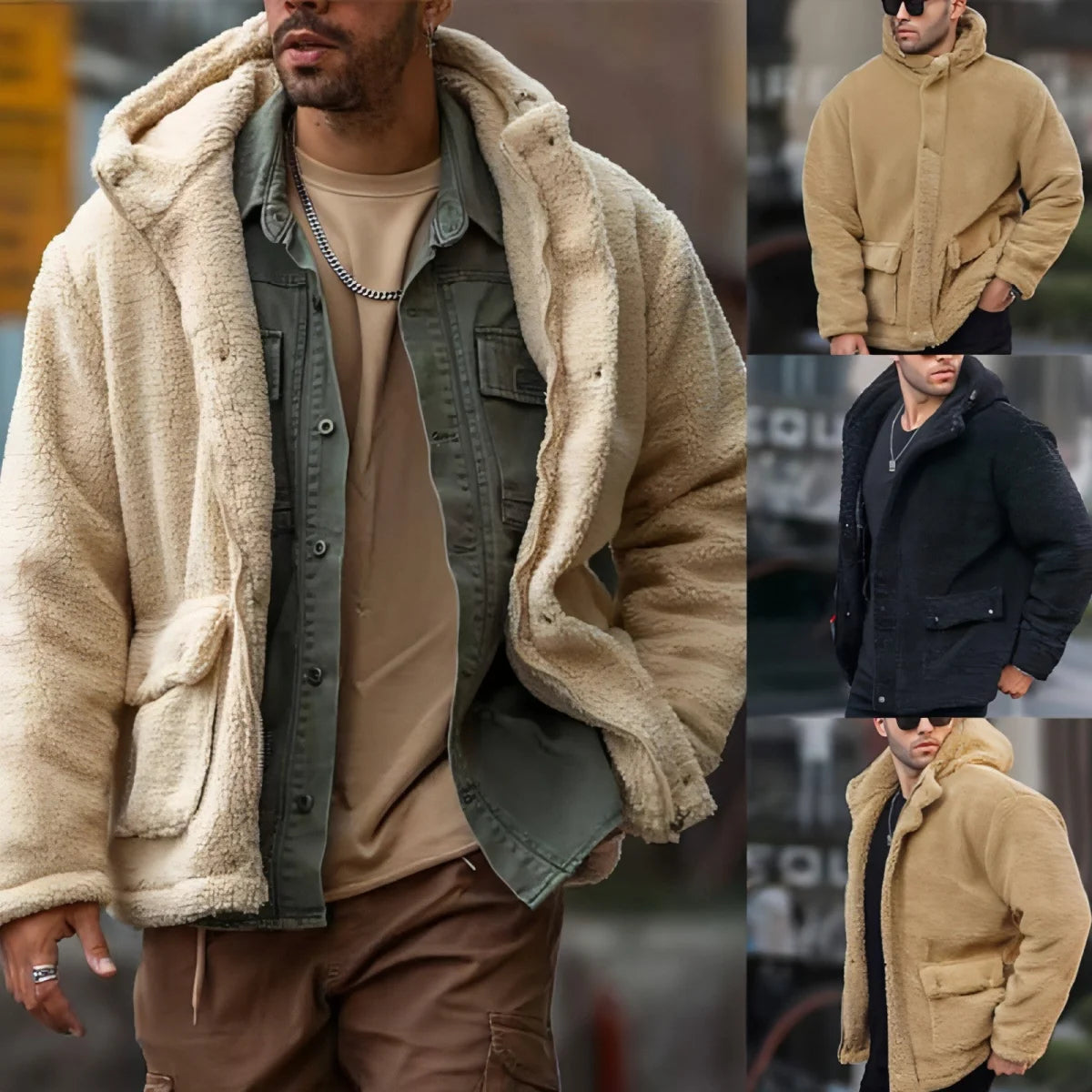Herren Polar-Fleecejacke mit Kapuze – Produktansicht 2
