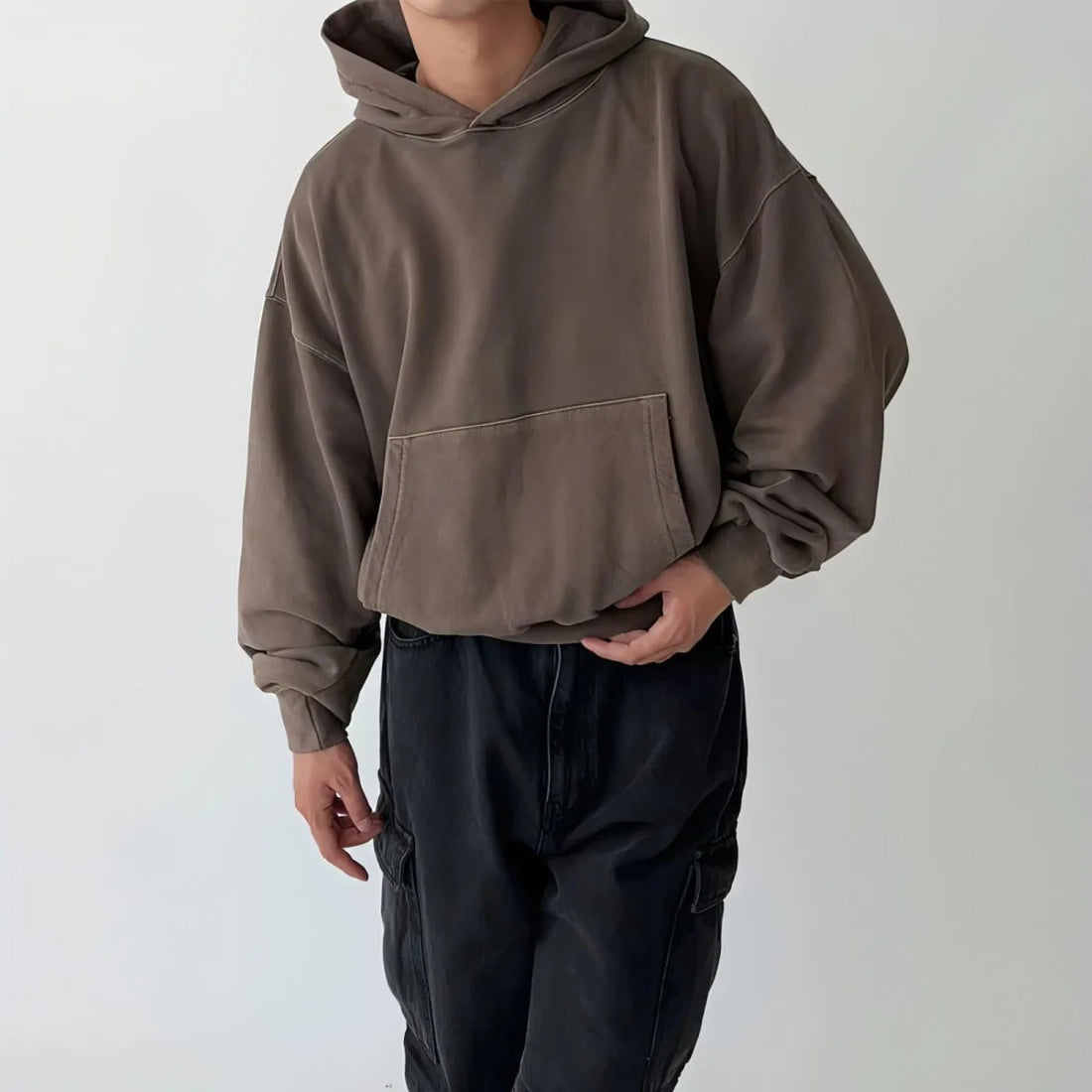 Herren Retro-Hoodie locker geschnitten – Detailansicht 3
