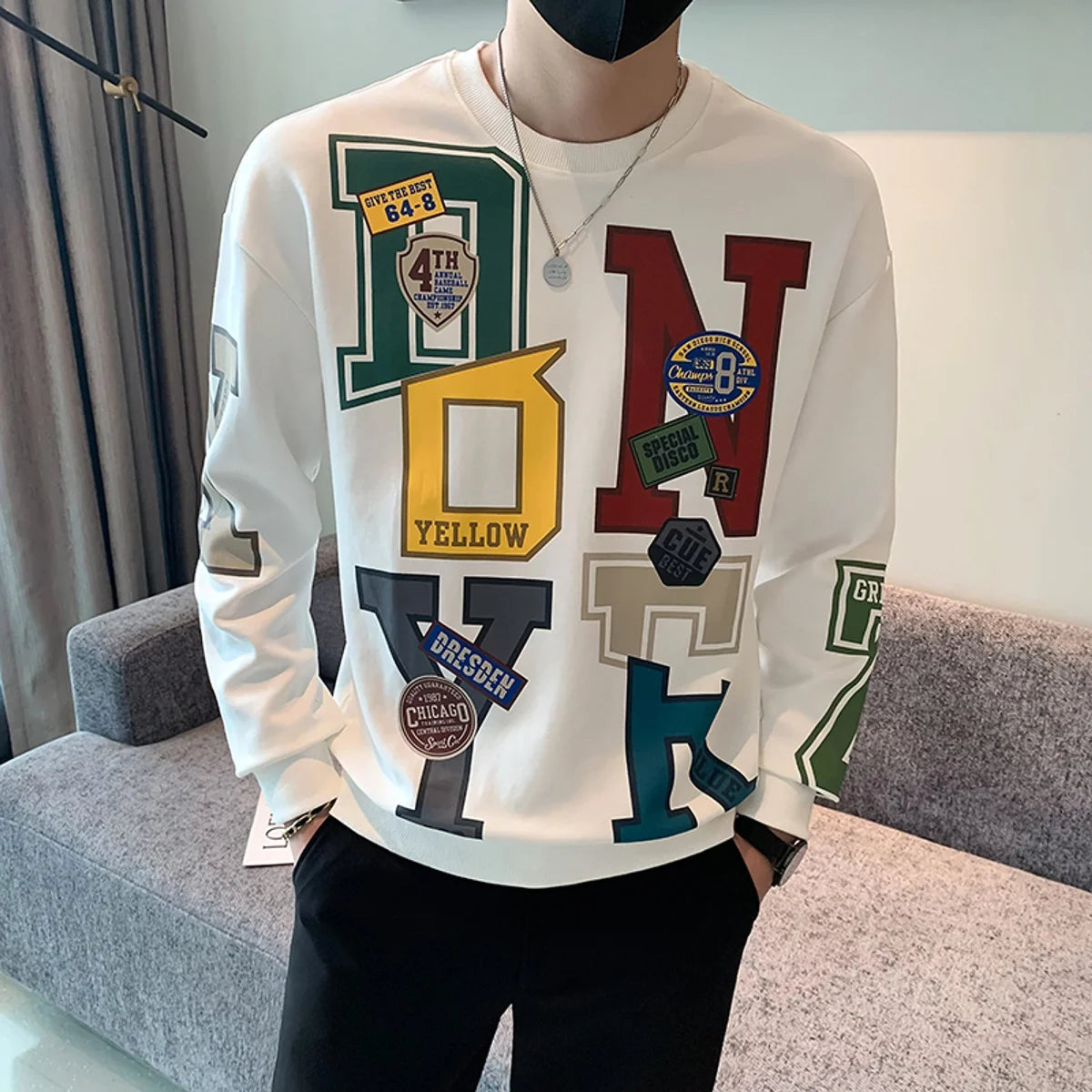 Herren gefüttertes Samt-Sweatshirt mit Rundhals