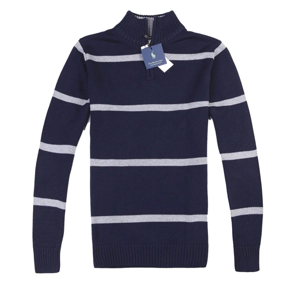 Herren Slim-Fit Wollpullover gestreift