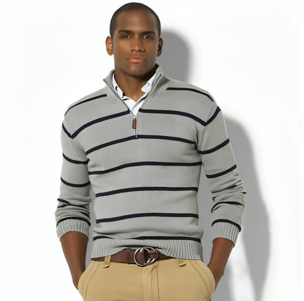 Herren Slim-Fit Wollpullover gestreift