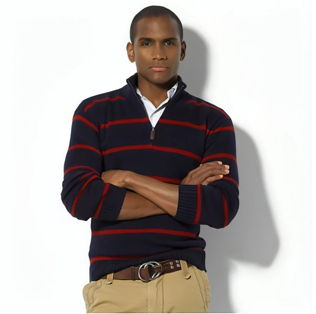 Herren Slim-Fit Wollpullover gestreift