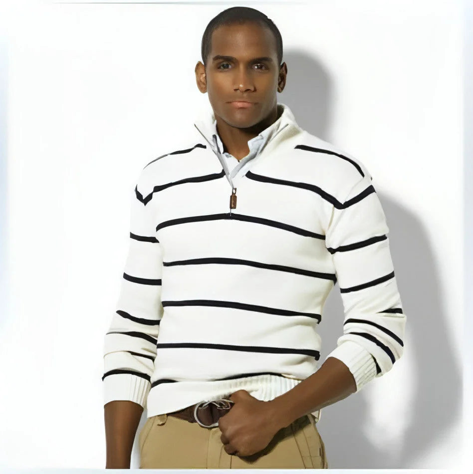 Herren Slim-Fit Wollpullover gestreift