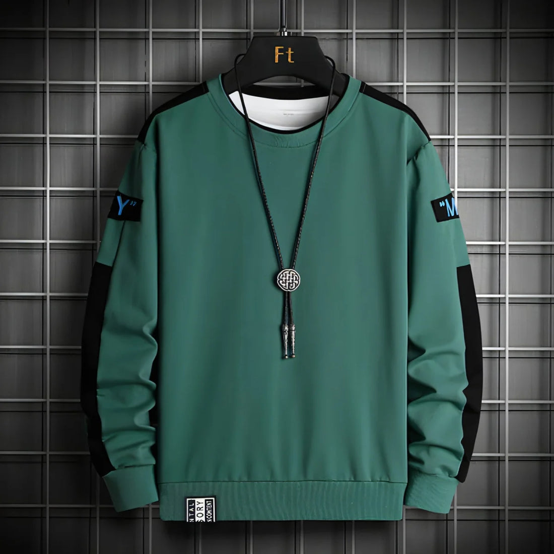 Herren Sportpullover mit Rundhals – Detailansicht 3