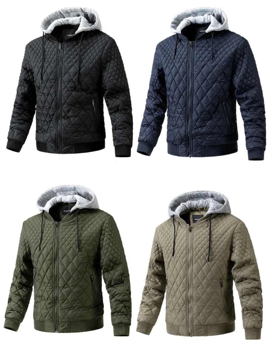 Herren Steppjacke mit abnehmbarer Kapuze – ausgewählte Produktansicht