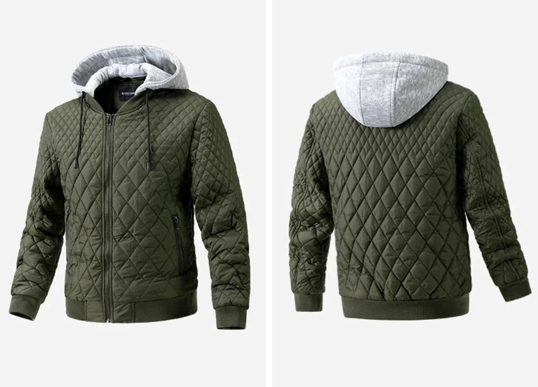 Herren Steppjacke mit abnehmbarer Kapuze – Detailansicht 2
