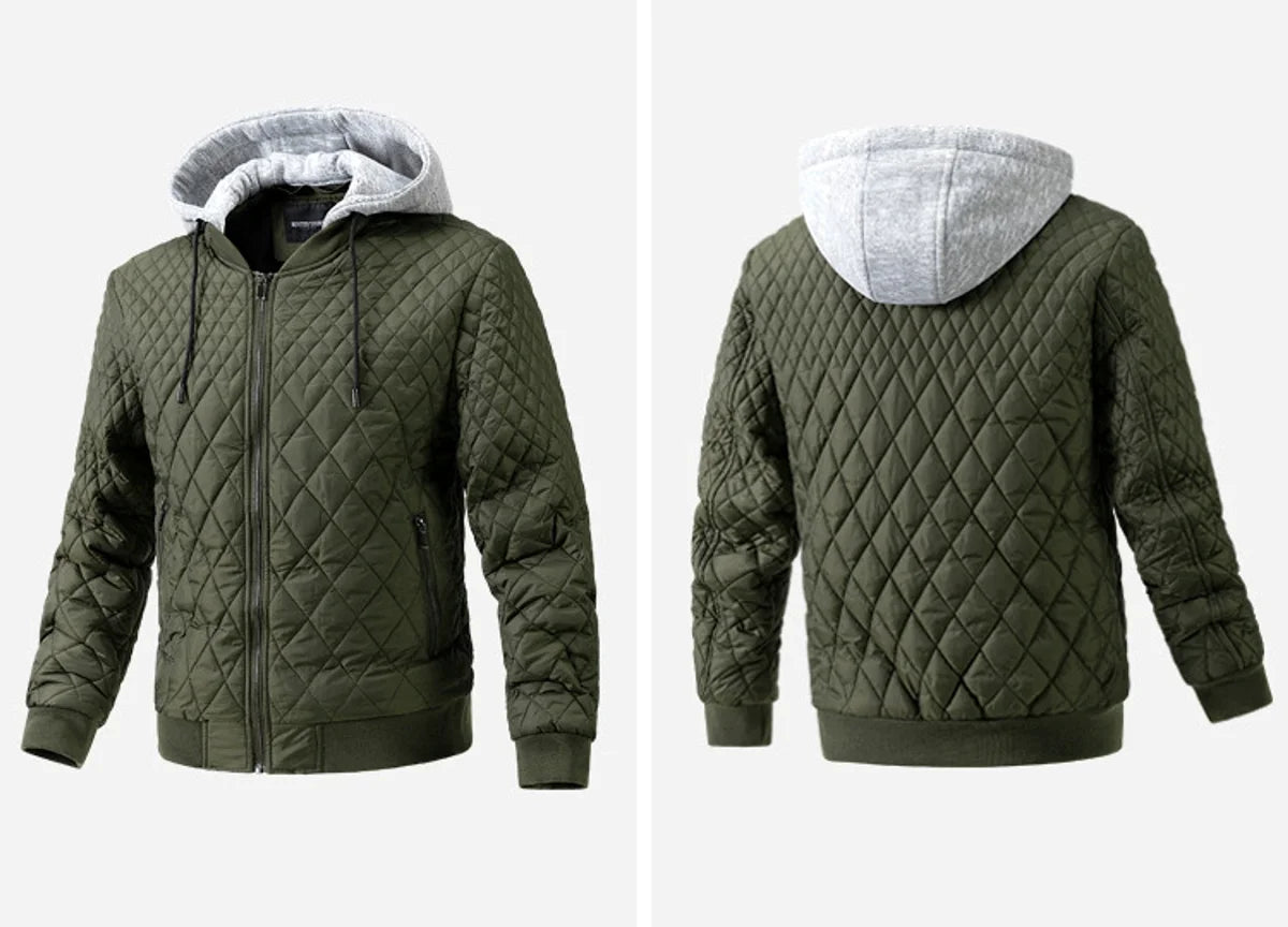 Herren Steppjacke mit abnehmbarer Kapuze – Produktansicht 4