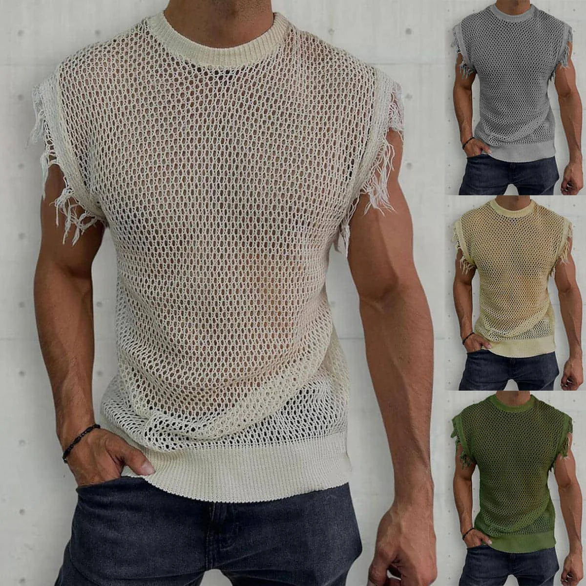 Herren Strick-Tanktop mit Rundhals – Produktansicht 2