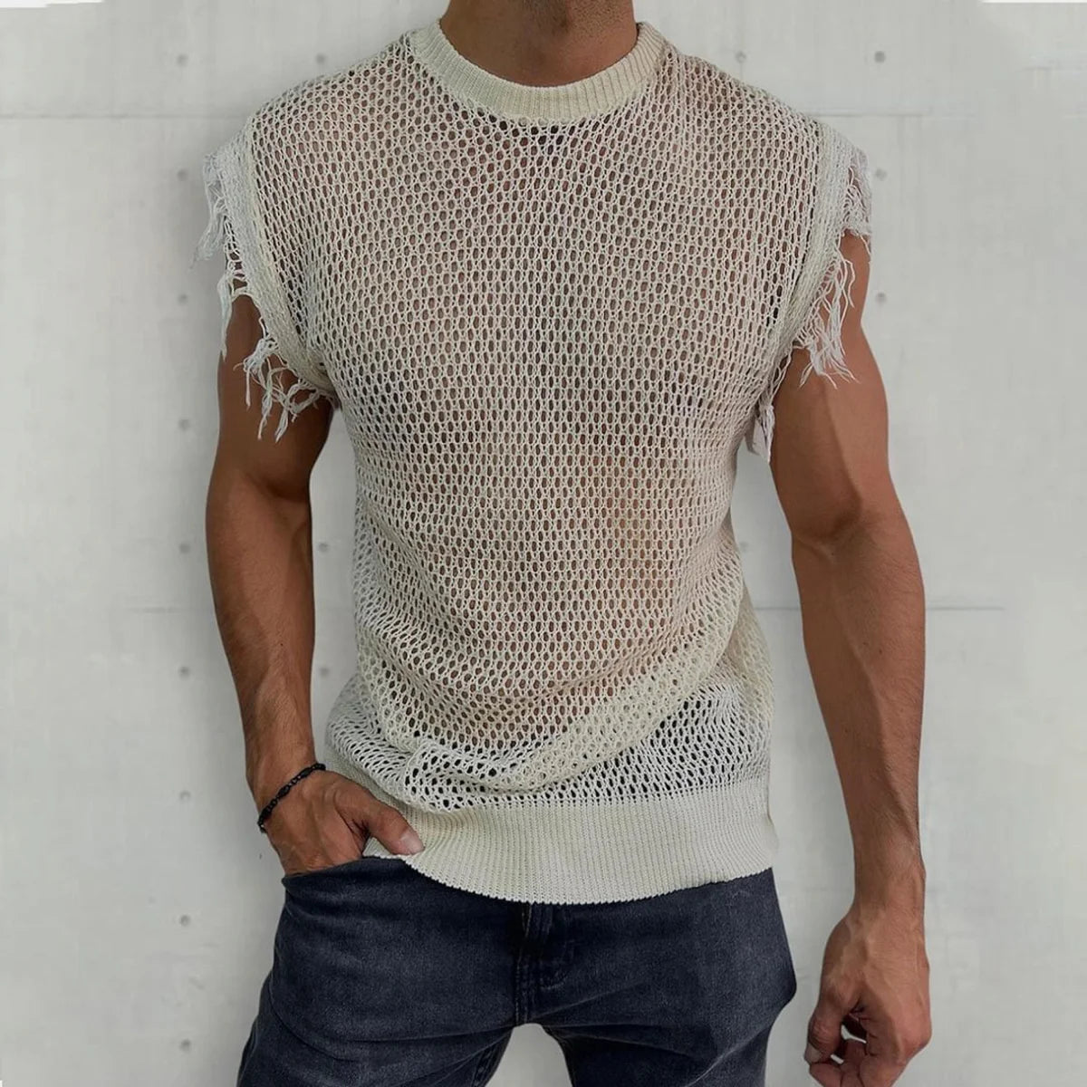 Herren Strick-Tanktop mit Rundhals
