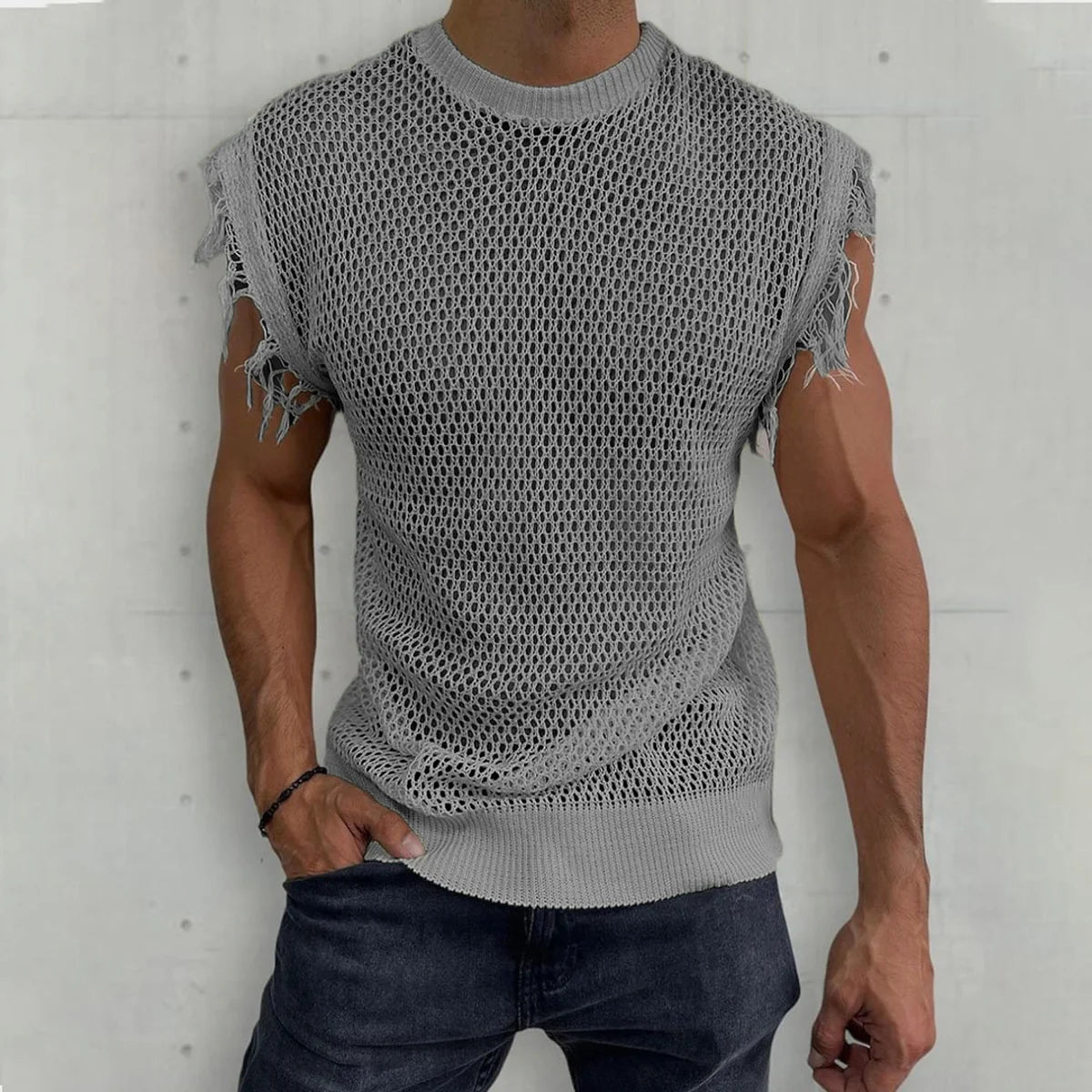 Herren Strick-Tanktop mit Rundhals