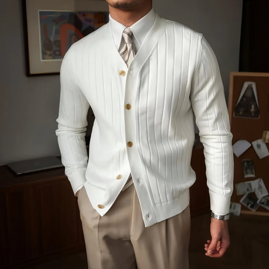 Herren Strickcardigan für Herbst & Winter – Detailansicht 1