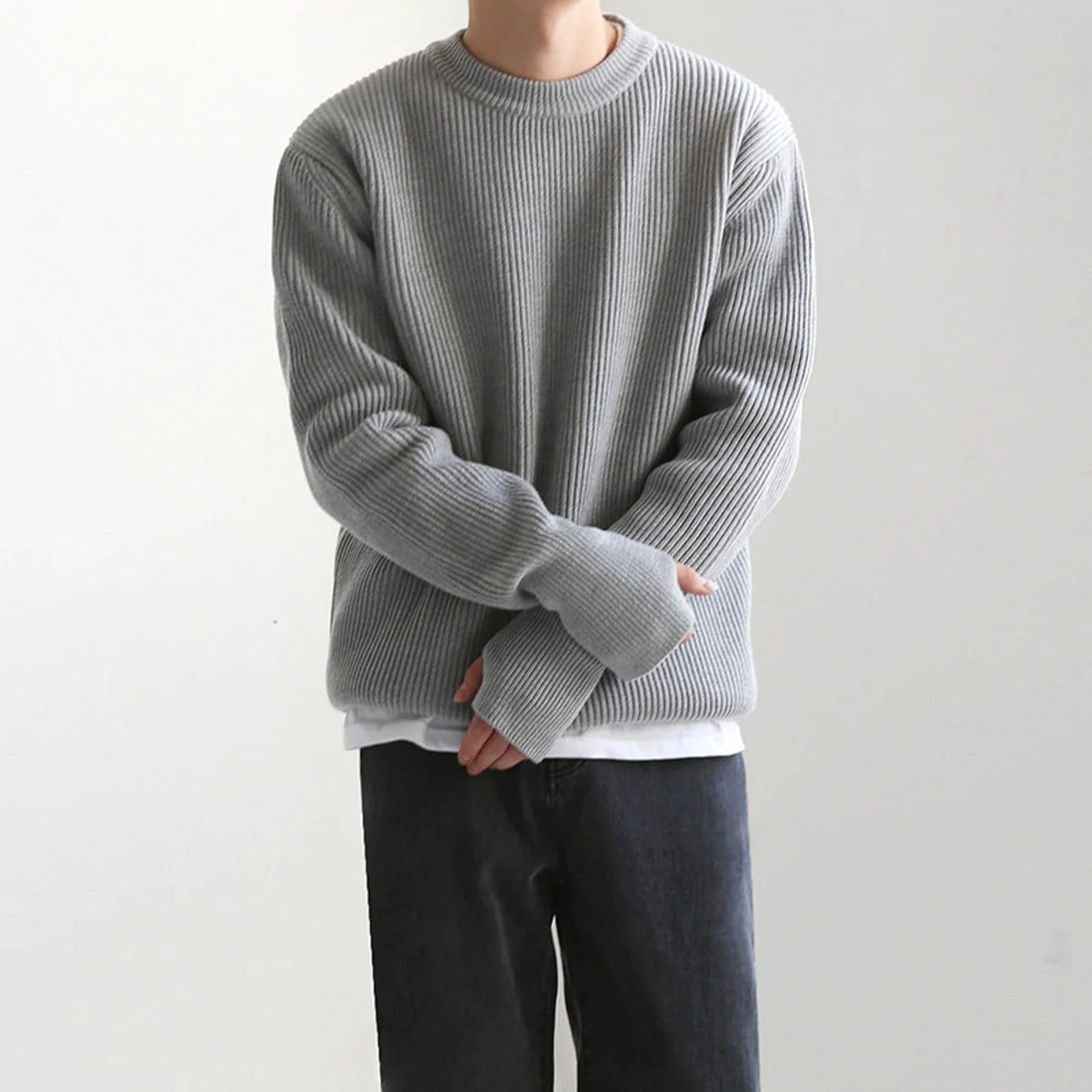 Herren Strickpullover im koreanischen Stil – Detailansicht 5